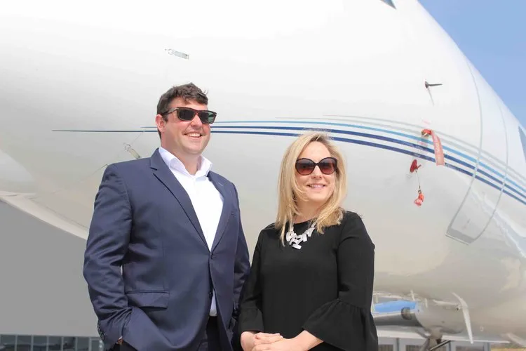 Alasdair Whyte and Louisa Whyte at London Biggin Hill Airport